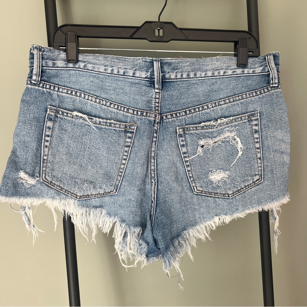 We the Free Loving Good Vibrations Frayed Denim Shorts - Picture 5 of 10